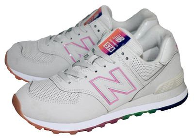 NEW BALANCE 574 Outer Glow Sneaker Women Size 8.5 Gray Stone Pink WL574SOL