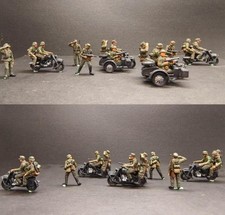 Handmade 1/72 German Motorized Unit Camouflage Uniform 4 Motorcycles 14 People 