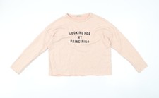 Zara Trafaluc Damen Beige S Pullover Sweatshirt Grafikdruck