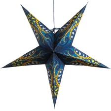 Blue Obsession Paper Star Lantern with 12 Foot Power Cord Hanging Lampshade