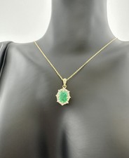 14k Yellow Gold Emerald Diamond Pendant Necklace 0.33ctw 1.60dwt 2.5g