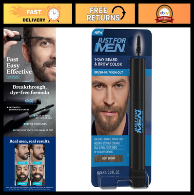 Temporary Beard & Brow Color - Light Brown, 1-Day Application, Fuller Look, 30 U