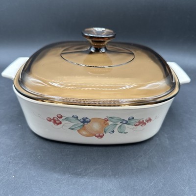 CORNING WARE A-2-B Abundance 2 Liter Casserole Dish W/Brown Lid Read Full Descri