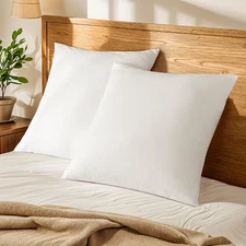 100% French Linen Euro Shams 26"x26" Pack of 2, Soft Breathable Pillow Covers...