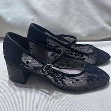 Lace Mary Jane Block Kitten Heels 7 M Galoraa Black Whimsigoth Fairy Goth Twee