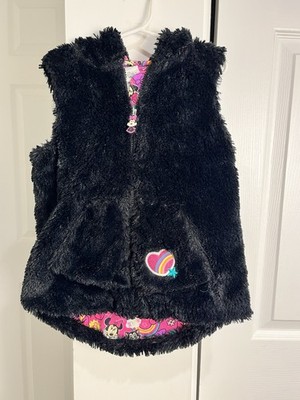 Disney Store Minnie Mouse Clubhouse Faux Fur Hooded Vest for Girls Size 7/8
