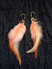 Ohrringe, Hippie, Boho, Ibiza, orange Federn,...