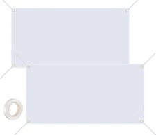 Blank Banners Sign to Decorate, 2 Pcs Large Blank Vinyl Banner Signs with Hangin