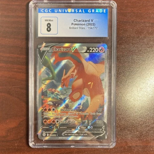 Pokémon CGC 8 Charizard V Full Art Holo Swsh09 Brilliant Stars 154/172