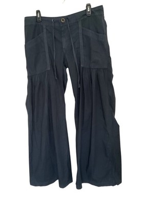 XCVI Willow Wide Leg Ruched Stretch Poplin Pants Wmns L Gray Shirring Palazzo