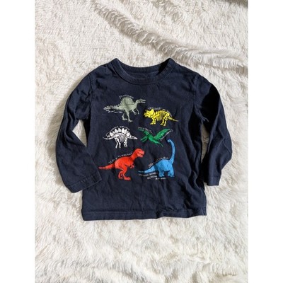 Baby GAP Navy Blue Dinosaur Graphic Long Sleeve Tshirt Size 18-24 Months