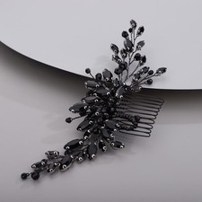 Hair Comb Bridal Black Crystal Gothic Wedding Vine Rhinestone Headpiece Prom
