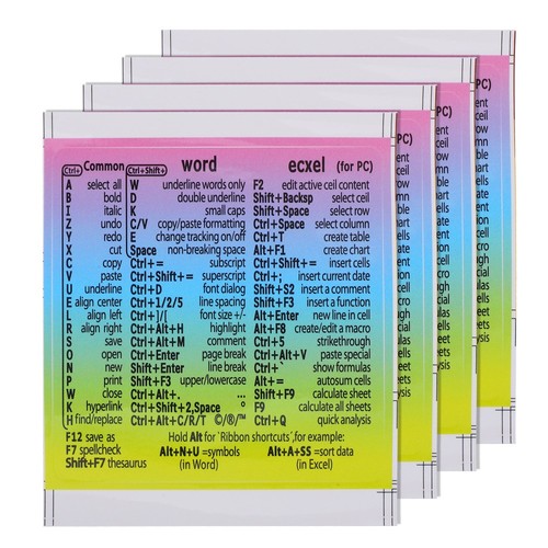 4 Sheets Aufkleber Mit Tastenkombinationen Verknüpfungsaufkleber - Afbeelding 11 van 12
