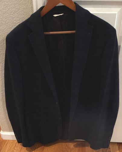 Billy Reid Blue Plaid Tweed Wool Sport Jacket 42R 2-Button Notch Lapel