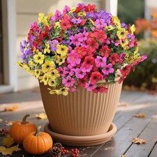 Artificial Flowers Outdoor UV Resistant Fake Plants, 12 Bundles Silk Daisy in Po