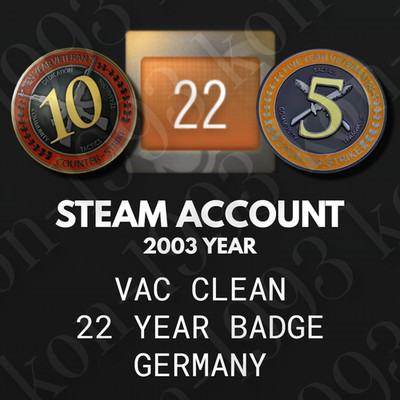 22 YEAR BADGE ACCOUNT, 6-7 DIGIT 10 & 5 YEAR VETERAN COIN + ORIGINAL EMAIL (CS2)