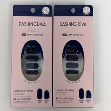 (2-Pack) Dashing Diva Glaze LED Semi-Cured Gel, 34 Nail Strips, Sparkling Sea