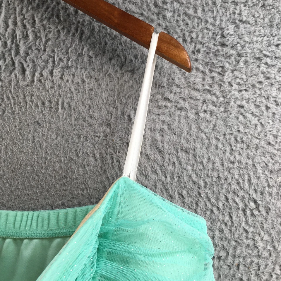 Deb Prom Chiffon Short Dress Womens 3X Teal Ruffled Glitter Pleated Strapless Foto 3 de 4