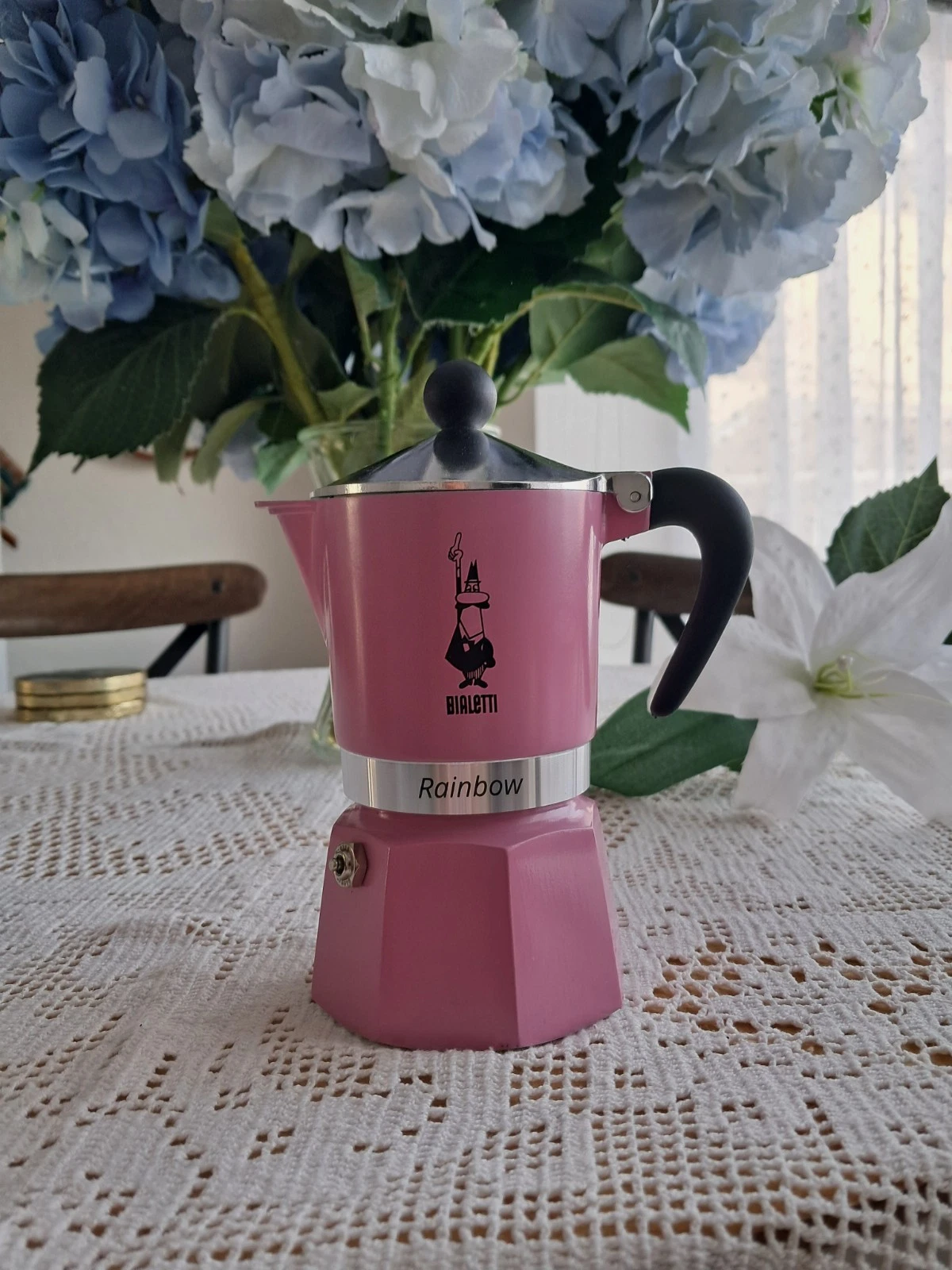 Bialetti Rainbow Pink 3 Cup Espresso Coffee Maker Stovetop Moka