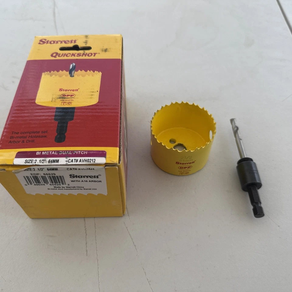 Serra, mandril e broca STARRETT Quickshot 2,1/2” (64mm) HSS bi-metal passo duplo - Imagem 2 de 4
