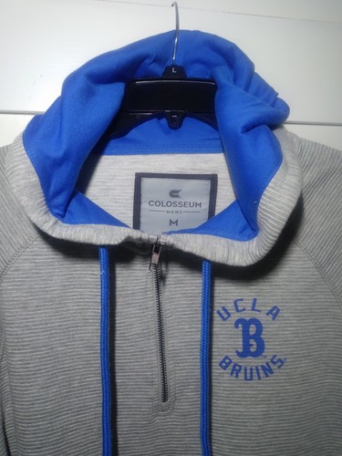 Colosseum Men's Sz Large UCLA Bruins Heather Grey Quilted Quarter-Zip Hoodie NWT - Picture 5 of 15