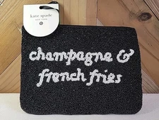 Kate Spade, New York & Target Champagne & French Fries Beaded Clutch Bag Black 