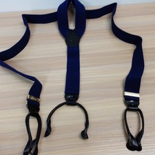 Suspender Mens Blue Button End Adjustable Stretch Y Back Braces Preppy FRATELLO