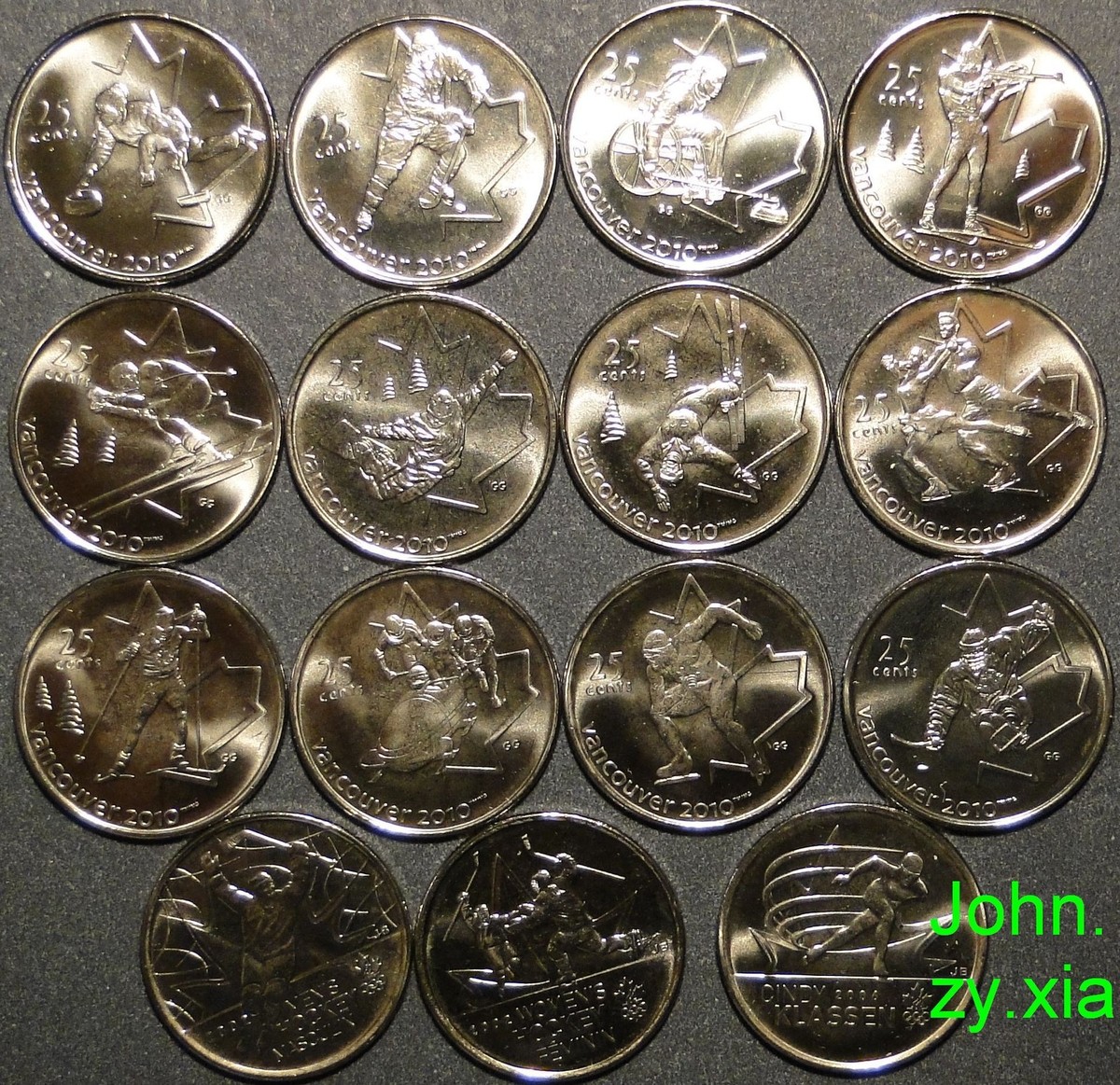 コレクション Canadian Olympic Coin BU 2007-2010 Canada Vancouver Olympic 15 (12+3) Quarter 25