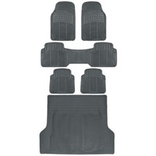 Complete Set All Weather Durable Rubber Mats 1st 2nd 3rd Row Cargo Black Complete Set All Weather Durable Rubber Mats 1st 2nd 3rd Row Cargo Black