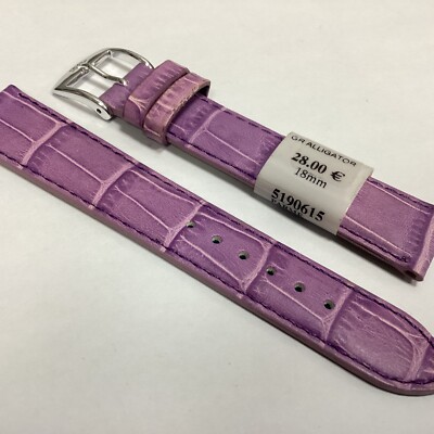 ZRC ZL6911615 Bracelet en cuir véritable compatible avec montre Swatch® Violet 16 mm (19 mm), Cuir