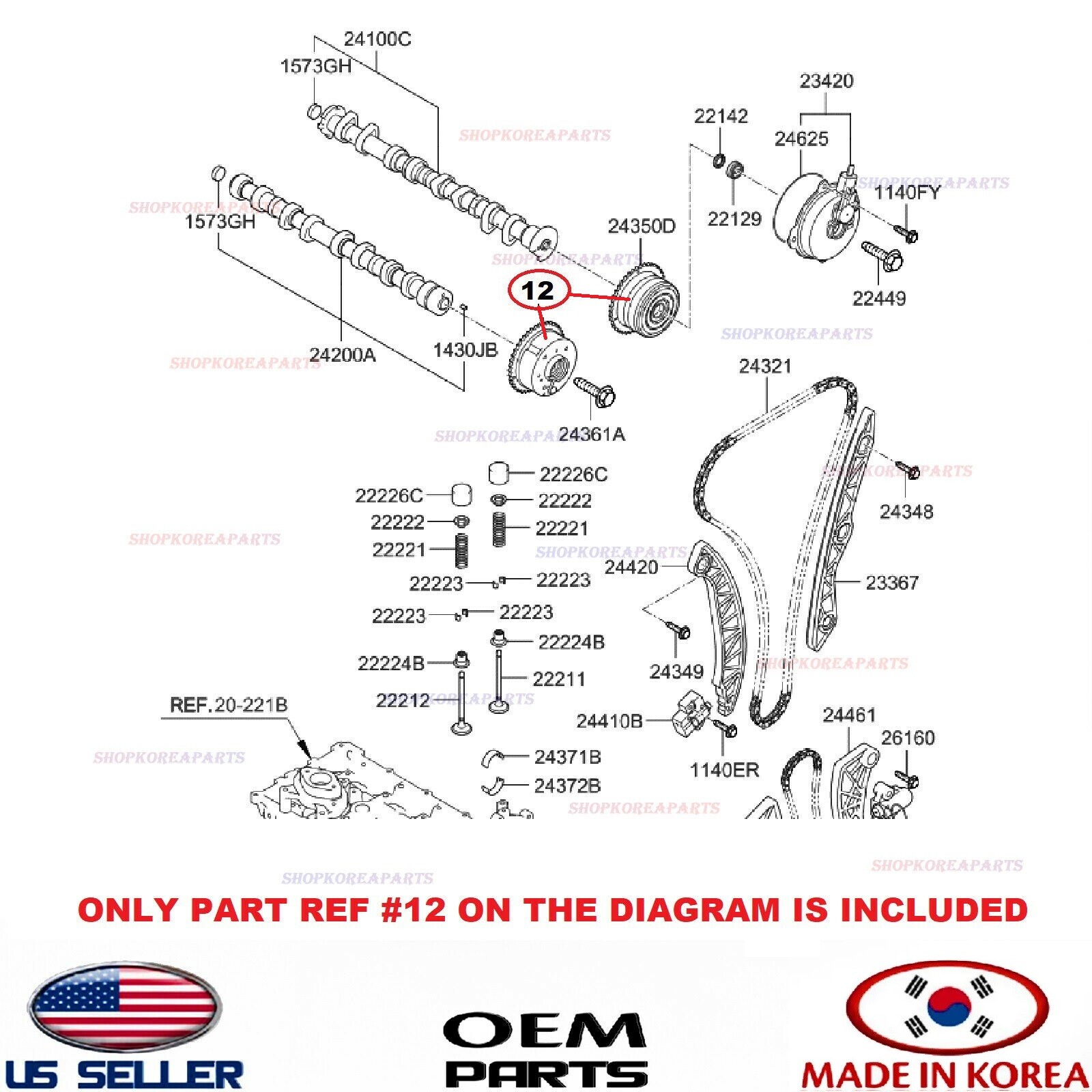 Intake & Exhaust CVVT Gear set2pcs ⭐OEM⭐ HYUNDAI KIA 2.0L *See compatibility