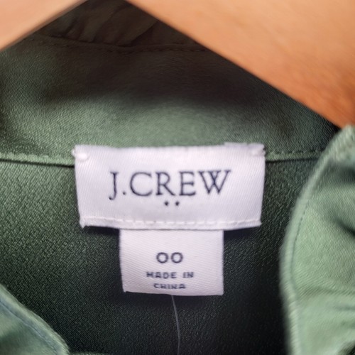 NEW J Crew Tank Blouse Womens 00 Moss Green Ruffle Trim Henley Button Sleeveless - Picture 7 of 10