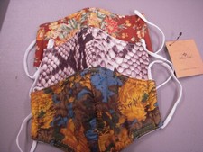 Patricia Nash 3-pack Reusable 4-Layer Printed Face Covering Masks Set One Size