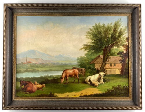 Ölgemälde Leinwand CARL GEORG KATTERFELDT (1812-1881 Lübeck) Landschaft mit Kühe - Bild 2 von 14