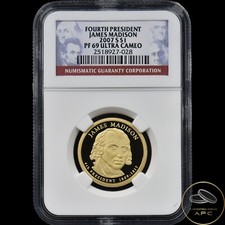 2007 S James Madison Presidential Dollar 4th President NGC PF69 Ultra Cameo