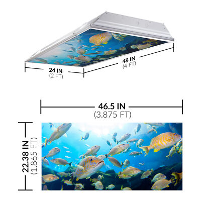 Fluorescent Light Cover for Classroom - 2 Pcs marine life Magnetic Fluorescent Light Covers, Ceiling Light Covers Shade Panel Coverings for Office