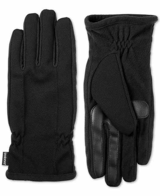 NEW 124 Isotoner Men's Black Smartdri Touchscreen Athletic Winter
