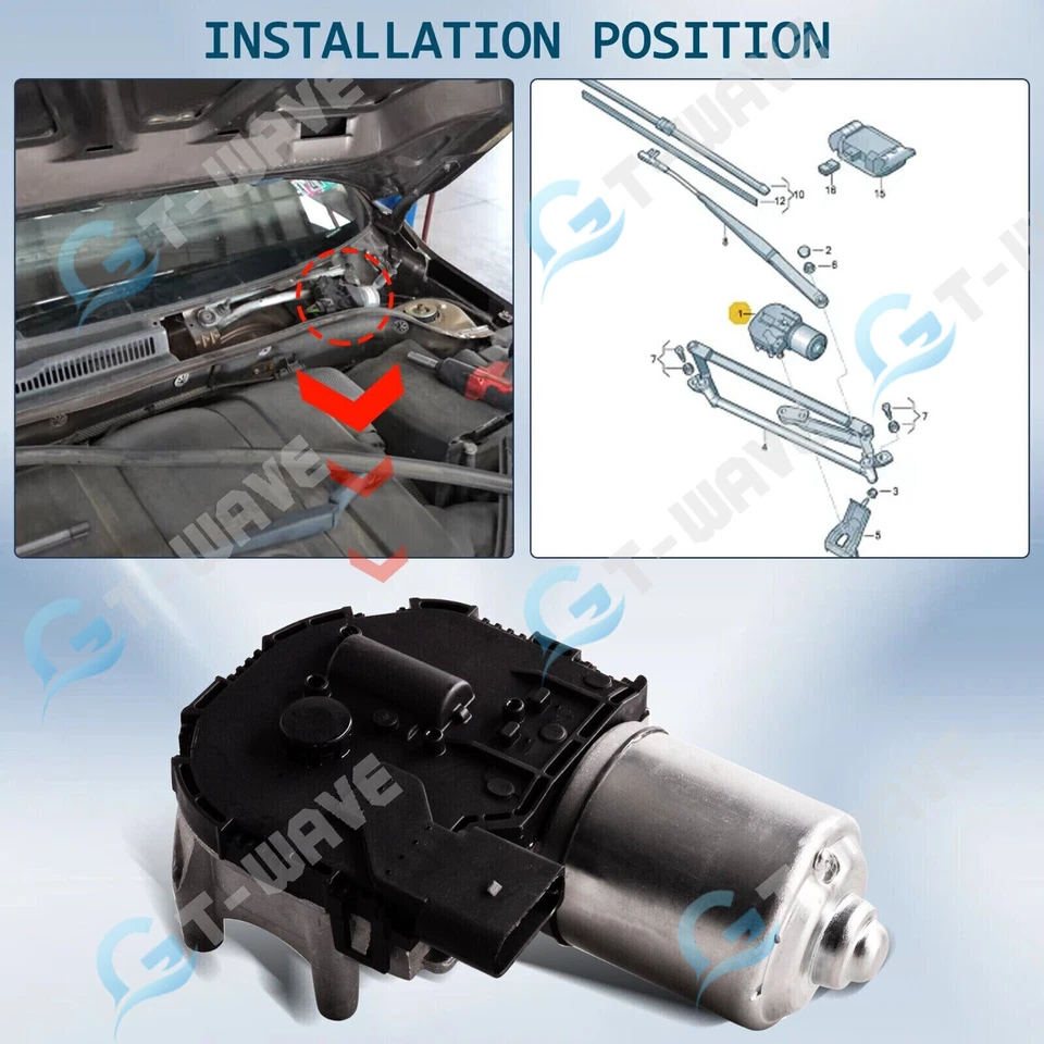 Motor limpiaparabrisas delantero para VW Eos GTI Jetta Golf R Rabbit R32 2005-2016 Foto 3 de 4