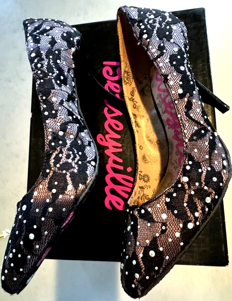 Betseyville красивый черный кружева стразы насосы ~ размер обуви 7,5 ~ - Изображение 2 из 4