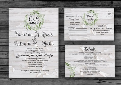 Wedding Invitations Rustic Farmhouse Country Winter Wreath