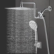 Shower Faucet Set System Rainfall Shower Head Combo w/ Handheld Spray Wall Mount