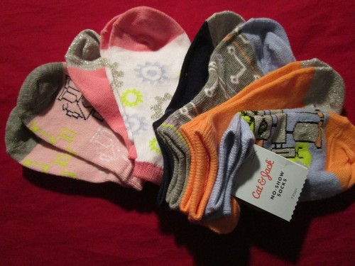 7 Pair Cat & Jack Target Girls No Show Robot Socks Size Medium 9-2.5 - Picture 3 of 4