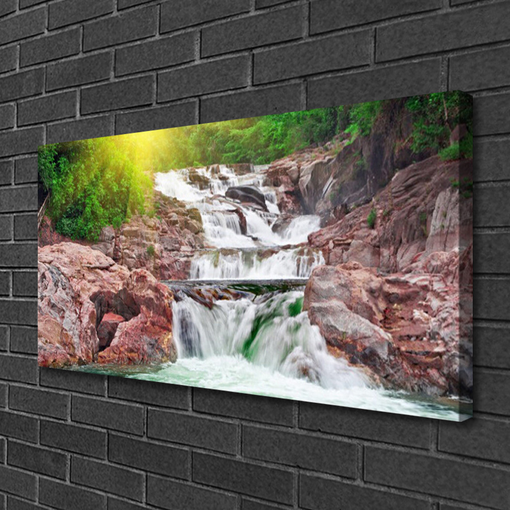 Tableau impression sur toile nature cascade 100x50 déco murale