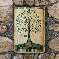 Shamrock Tree Metal Sign - Irish Home Decor - St. Patrick  s Day Wall Art 8x12