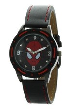 Reloj analógico de 3 manecillas Marvel SPMAQ528 Spiderman correa de cuero esfera negra