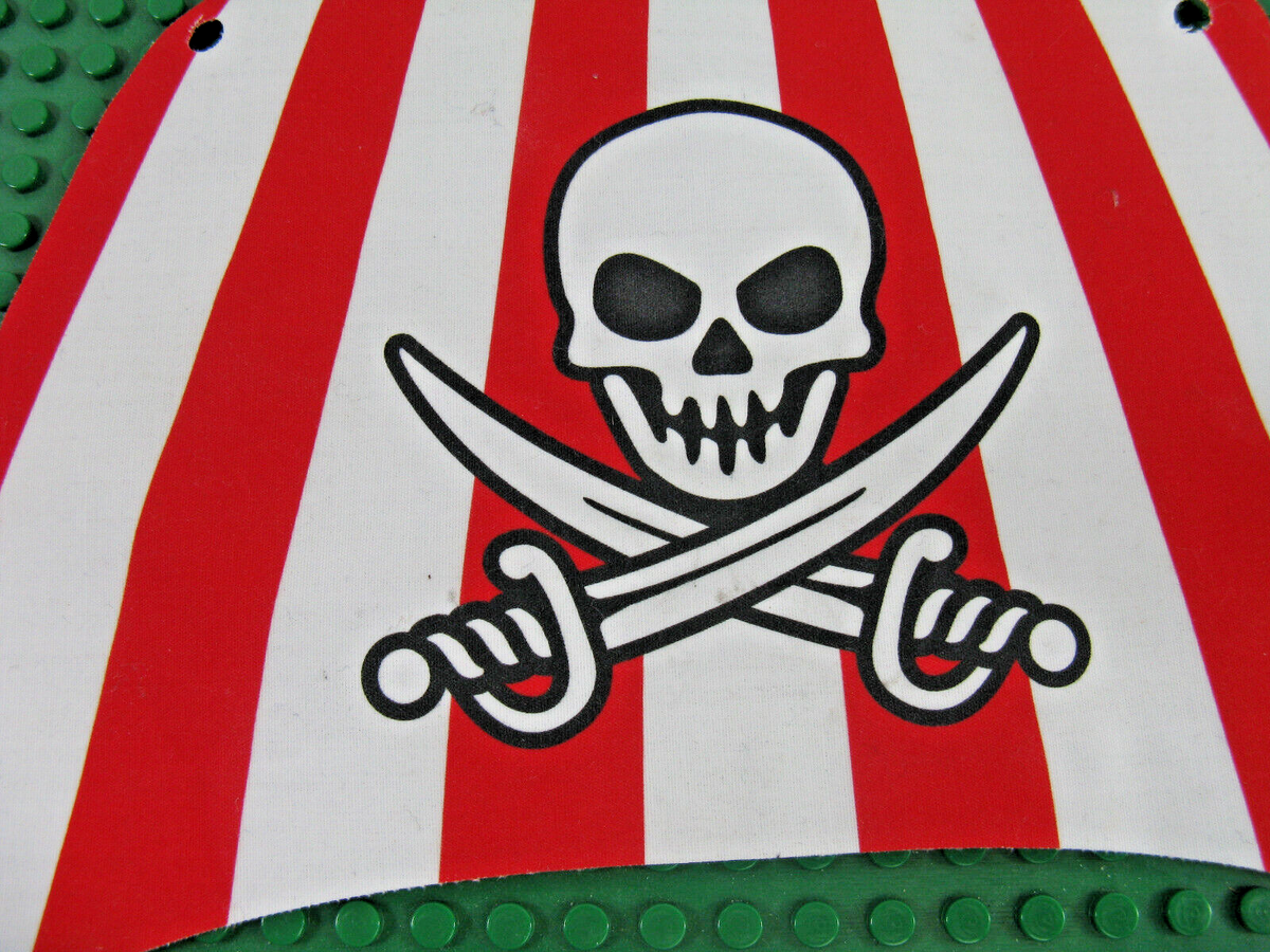 LEGO Cloth Sail 28x18 BOTTOM w/Skull Head Crossed Sword Red