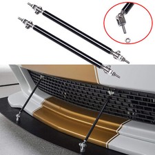Universal Black Adjustable Front Bumper Lip Splitter Strut Rod Tie Support Bar