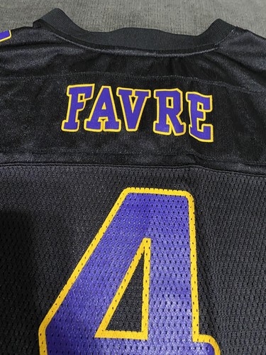 Reebok Minnesota Vikings #4 Brett Favre Football Jersey Yth Sz Large (14-16) Blk - Picture 10 of 12