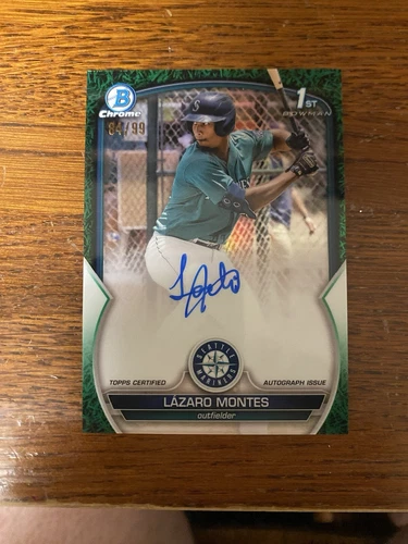 2023 Bowman Lazaro Montes 1st Chrome Prospect Autographs Green Refractor /99 