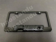1x (Black) ForF150 3D Emblem BLACK Stainless License Plate Frame RUST FREE